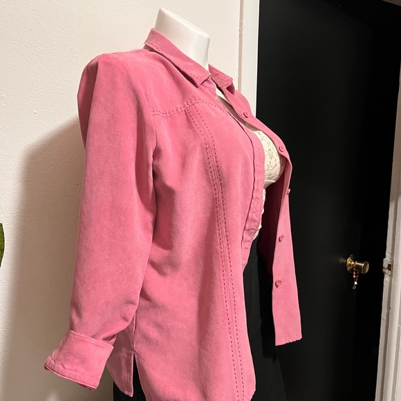 Women's Relativity Pink Stripe Long Sleeve Button - Picture 2 of 12